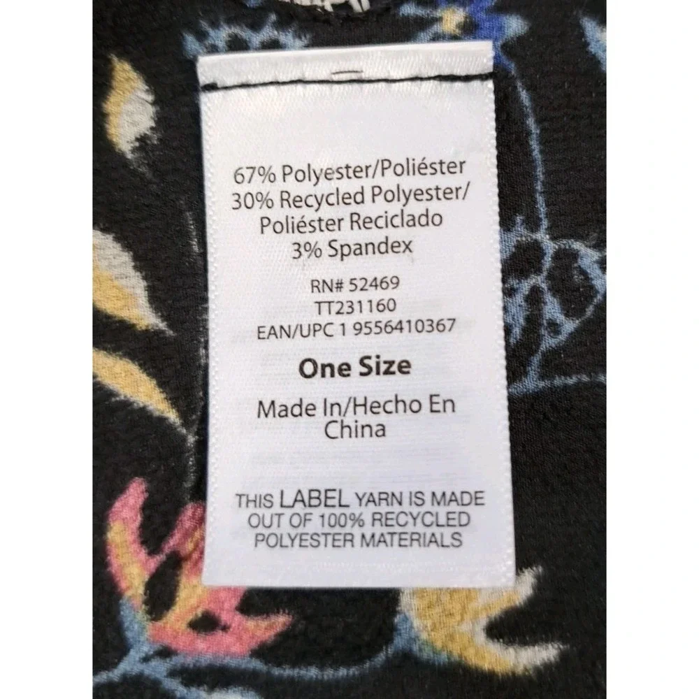 Time and Tru Kimono Coverup One Size Black‎ Floral Ruana Shawl Wrap Beachy Boho